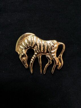 Gold Toned Zebra Brooch